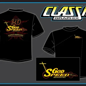 Black t-shirt with God Speed Ministry design