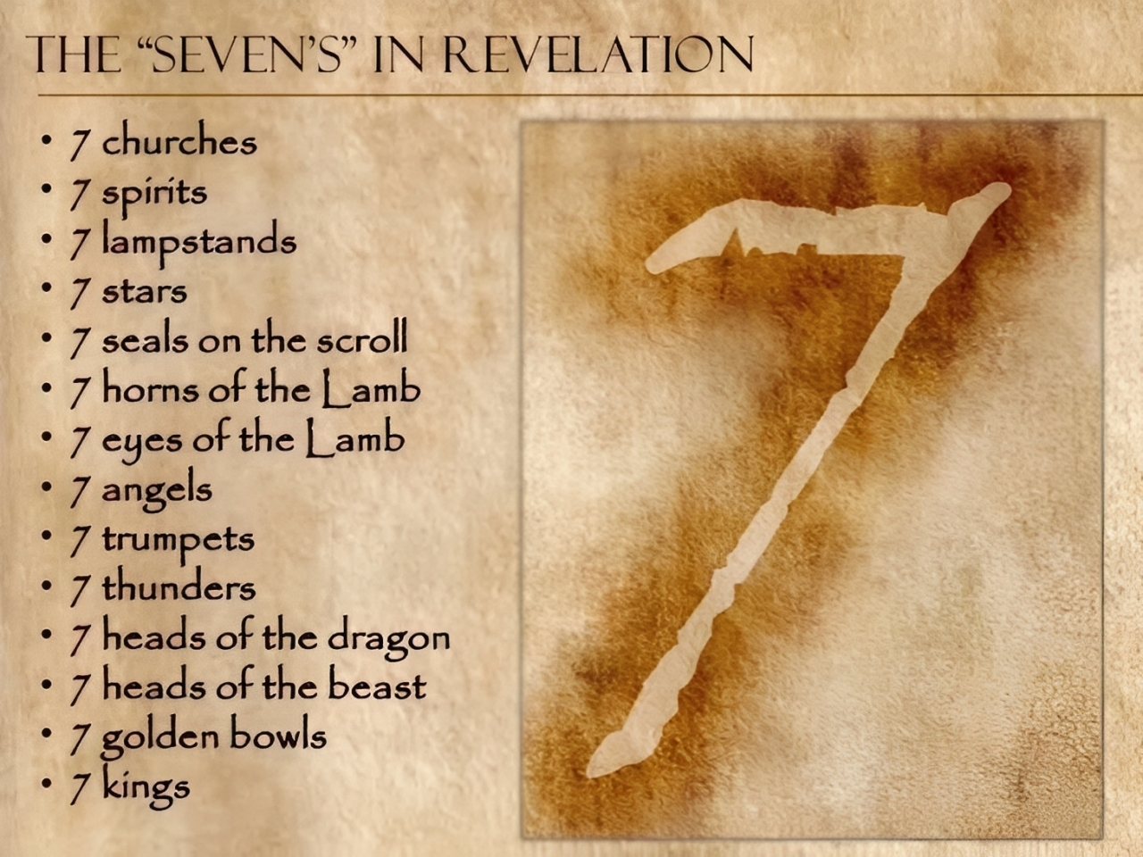 Biblical sevens with parchment background