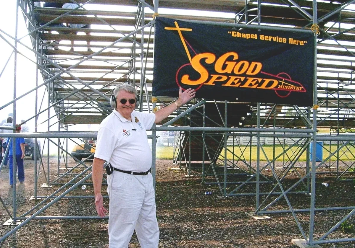 Floyd West displaying GSM banner