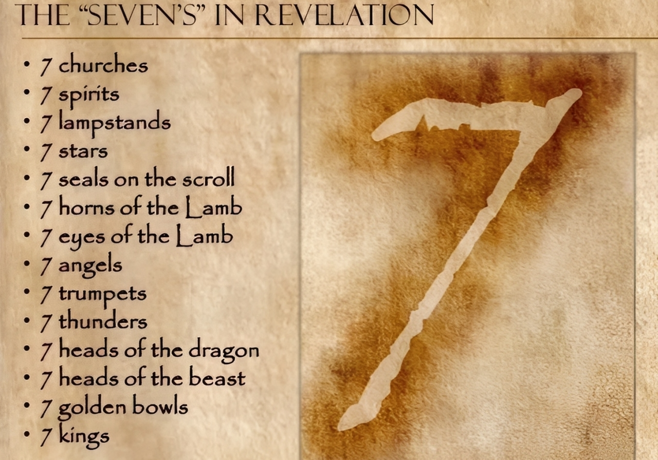 Biblical sevens with parchment background